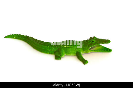 Krokodil Spielzeug auf einem weißen Hintergrund isoliert Stockfoto