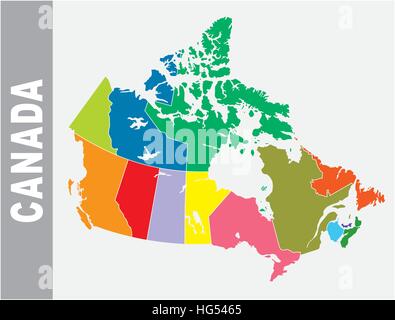 Bunte Kanada administrative und politische Vektorkarte Stock Vektor