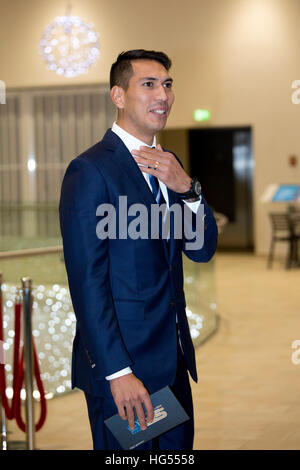 Leicester City Fußballer Leonardo Ulloa bei BBC Sports Personality des Jahres (SPOTY) awards Stockfoto