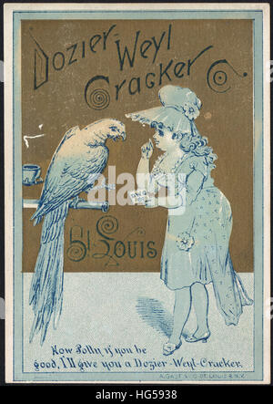 Backen Handel Karte - Dozier Weyl Cracker Co. St.Louis. Jetzt Polly, wenn Sie gut sind. Ich gebe Ihnen einen Dozier-Weyl-Cracker. Stockfoto