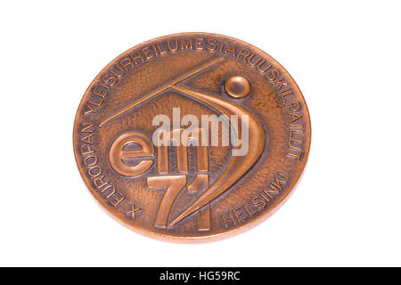 Helsinki 1971 Leichtathletik europäischen Meisterschaften Teilnahme-Medaille Vorderseite. Kouvola, Finnland 06.09.2016 Stockfoto