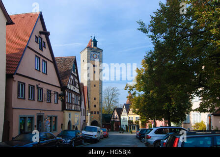 Rothenburg Ob der Tauber: Gasse Herrngasse, Burg Tor Burgtor, Mittelfranken, Middle Franconia, Bayern, Bayern, Deutschland Stockfoto