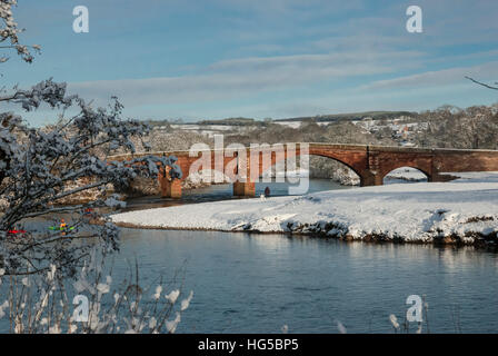 Eden-Brücke, Lazonby, Eden Valley, Cumbria, England, Vereinigtes Königreich Stockfoto