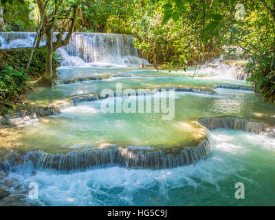 Keang Si Wasserfälle in der Nähe von Luang Prabang, Laos, Indochina, Südostasien, Asien Stockfoto