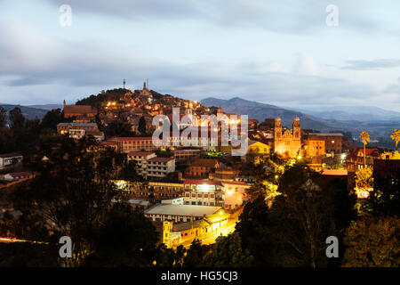 Fianarantsoa Haute-Ville in den Abend- und zentraler Lage Stockfoto