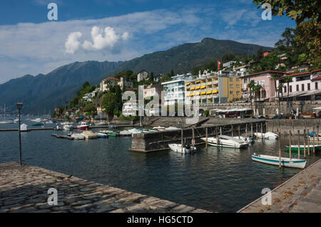 Alten Hafen, Ascona, Locarno, Lago Maggiore, Tessin, Schweiz Stockfoto