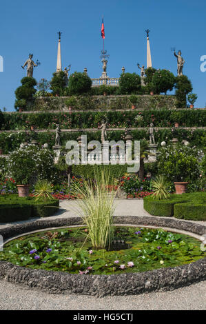 Floral Terrassen, Isola Bella, Lago Maggiore, Stresa, Borromäischen Inseln, Seen in Italien, Piemont, Italien Stockfoto