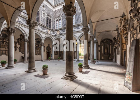 Der Innenhof des Palazzo Medici Riccardi, Florenz, UNESCO, Toskana, Italien Stockfoto