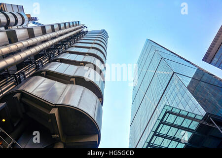 Lloyds-Gebäude und Cheesegrater Gebäude.   Der Londoner Gebäude.  Londons Finanzviertel. Stockfoto