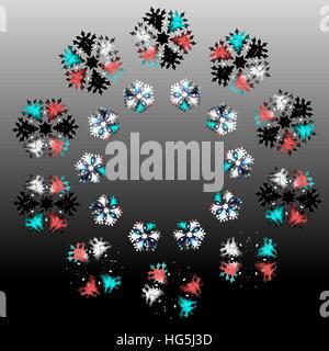 Weihnachten abstrakten Mustern in Form von Kristall frostigen Schneeflocken. Stock Vektor