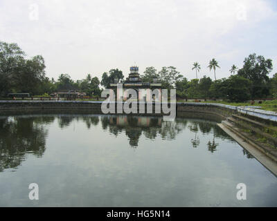 Teich hinter Shri Krishna Tempel, Ambalpuram, Kerala Stockfoto