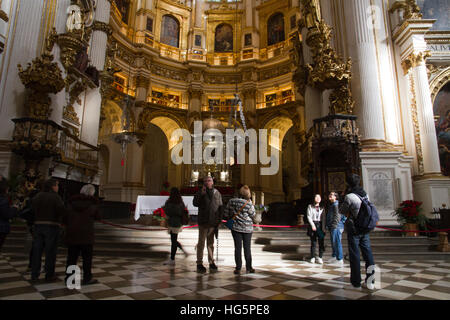 Granada Kathedrale Andalusien Spanien. Main Kapelle innere architektonische Details Stockfoto