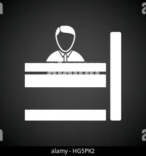 Bank-Sachbearbeiter-Symbol. Schwarzer Hintergrund mit weißen. Vektor-Illustration. Stock Vektor