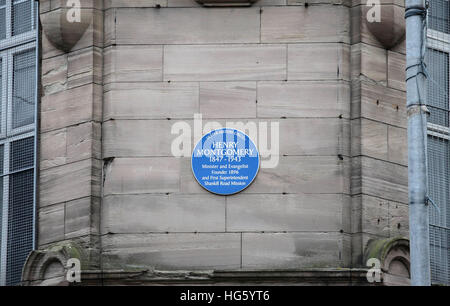 Henry Montgomery blaue Plakette auf der Shankill Road Mission Stockfoto