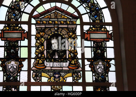 Wilhelm III. Glasfenster in der Belfast City Hall Stockfoto