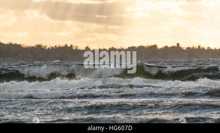 Wellen an der stürmischen Ostsee, Estland Stockfoto