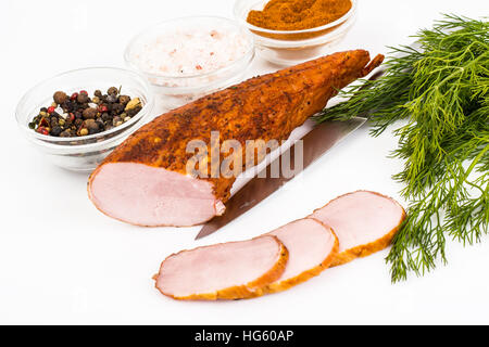 Geräuchertes Schweinefleisch Speck Stockfoto