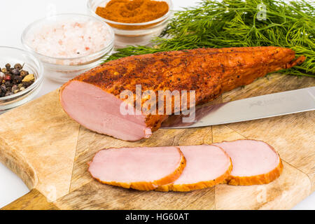 Geräuchertes Schweinefleisch Speck Stockfoto