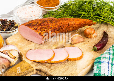 Geräuchertes Schweinefleisch Speck Stockfoto