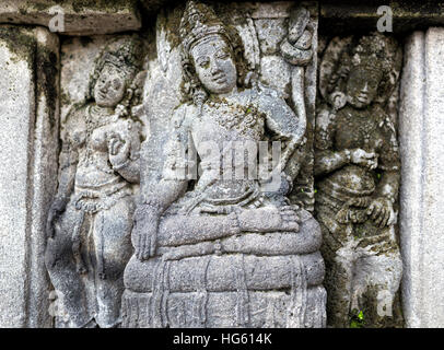 Relief-Panel der Prambanan-Tempel, Zentral-Java in Indonesien Asien Stockfoto