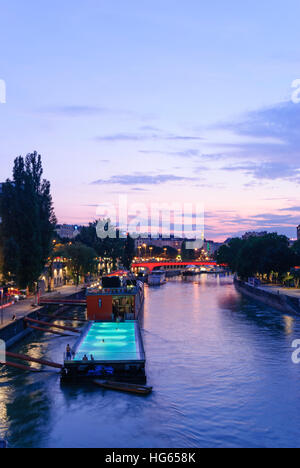 Wien, Wien: Baden Schwimmbad Schiff in den Donaukanal 01., Wien, Österreich Stockfoto