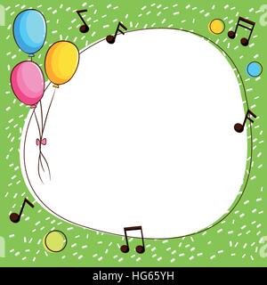 Grenze-Vorlage mit Luftballons und Musik-Noten-illustration Stock Vektor