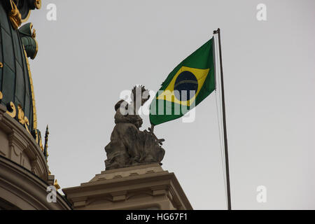 Architektonisches Detail der städtischen Theater von Rio De Janeiro, Brasilien. Das historische Gebäude in der Innenstadt von Rio, wurde 1909 eröffnet. In diesem Bild Stockfoto