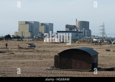 Shack und Kraftwerk Dungeness Stockfoto