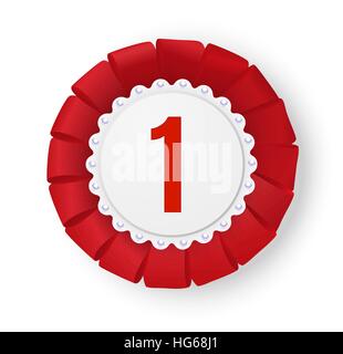 Realistische rotem Stoff Award Band Abzeichen. Stock Vektor