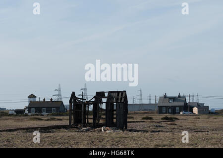 Alte Schuppen Dungeness aufgeschlüsselt Stockfoto