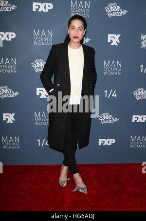 Westwood, Kalifornien, USA. 3. Januar 2017. Amanda Peet ist bei Premiere von FXX "Es ist Always Sunny In Philadelphia" 12 und "Mann sucht Frau" Jahreszeit 3, bei The Fox Bruin Theater In Kalifornien am 3. Januar 2017. © Faye lernen/Medien Punch/Alamy Live-Nachrichten Stockfoto