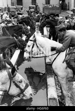 Das Nazi-Propagandafilm zeigt die Ausbildung neuer Rekruten von Francos-Truppen in Kavallerie-Kasernen in Salamanca, Spanien, Dezember 1936. Fotoarchiv für Zeitgeschichtee - NO WIRE SERVICE | weltweite Nutzung Stockfoto