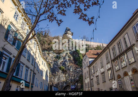 Grazer Schlossberg Schlossberg nun ein öffentlicher Park e Stockfoto