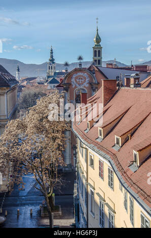 Grazer Schlossberg Schlossberg heute ein öffentlicher Park genießt einen herrlichen Blick über die Stadt. Stockfoto