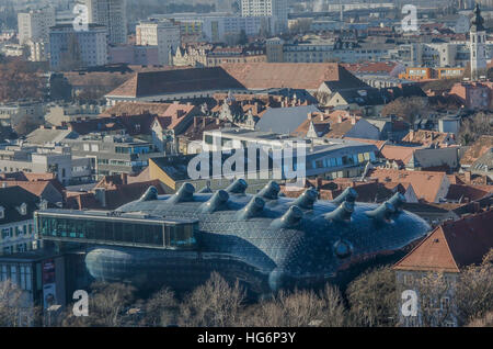 Das Kunsthaus Graz, Grazer Kunsthaus oder Graz Kunst Museum als Teil der Kulturhauptstadt Europas-Feierlichkeiten in 2003 architektonisches Wahrzeichen errichtet Stockfoto