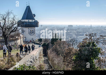 Grazer Schlossberg Schlossberg heute ein öffentlicher Park genießt einen herrlichen Blick über die Stadt. Stockfoto