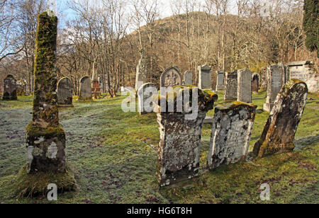 Balquhidder eindringlichen Friedhof, Sterling, Schottland, UK - Rob Roy rot MacGregors Ruhestätte Stockfoto