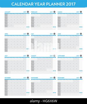 2017 Jahr Planer Kalender Stock Vektor