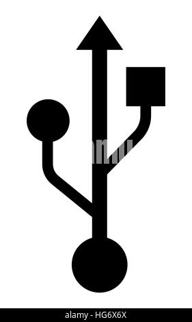 Schwarz USB-Verbindung Symbol Logo auf weißem Hintergrund Stock Vektor