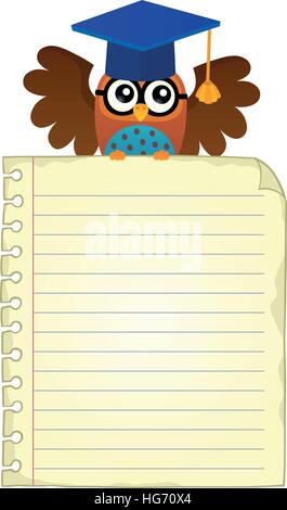 Notizblockseite mit Schule Eule Thema 1 - eps10-Vektor-Illustration. Stock Vektor
