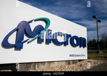 Ein Logo Zeichen außerhalb einer Einrichtung von Micron Technology Inc. in Manassas, Virginia am 31. Dezember 2016 besetzt. Stockfoto