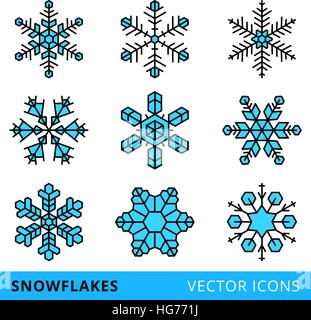 isolierte Vektor Schneeflocken Stock Vektor