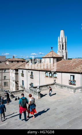 Collegiate Kirche von Sant Feliu, Girona, Spanien Stockfoto