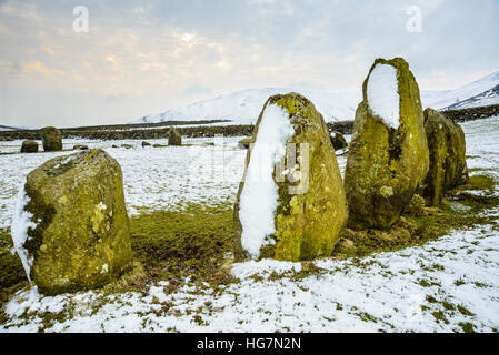 Swinside Stone Circle in der südwestlichen Ecke des Lake District Stockfoto