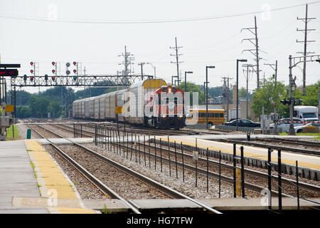 Indiana Harbor Belt Railroad betrieben Güterzug Franklin Park Bahnhof, Franklin Park, Chicago, Illinois, USA. Stockfoto