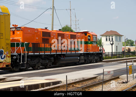 Indiana Harbor Belt Railroad betrieben Güterzug Franklin Park Bahnhof, Franklin Park, Chicago, Illinois, USA. Stockfoto