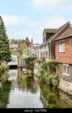 River Stour im historischen Stadtzentrum von Canterbury, Kent, England Stockfoto