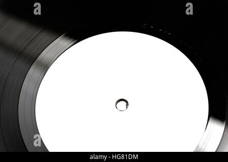 Eine Polyvinylchlorid Musik Record Disc. (Zentrum Label ausgeblendet, weiß) Stockfoto
