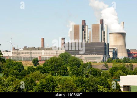 Deutschland, NRW, Städteregion Aachen, Eschweiler, Ortsgemeinde Weisweiler, RWE-Braunkohle-Kraftwerk, Stockfoto