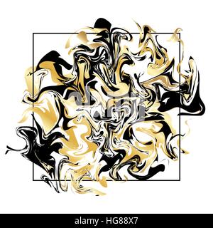 Marmorierung Textur Hintergrund. Goldenen Glitzer Marmor Banner isoliert auf weiss. Abstrakte Marmorierung Design für Banner, Flyer, Logo. Vektor-illustration Stock Vektor